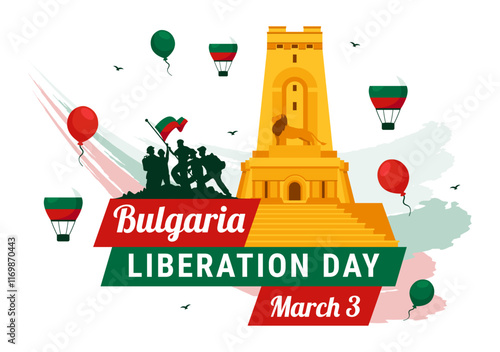 Happy Bulgaria Liberation Day Vector Illustration on March 3 Featuring the Bulgarian Flag and Ribbon in a National Holiday Flat Style Background