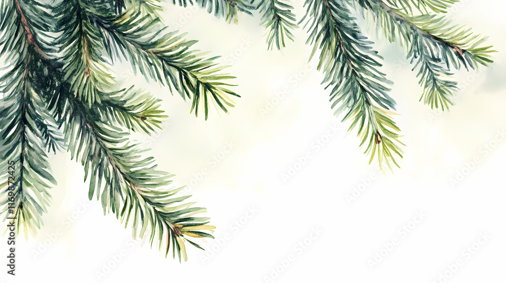A timeless watercolor of evergreen branches. Evergreen. Illustration A timeless watercolor of evergreen branches. Evergreen. Illustration
