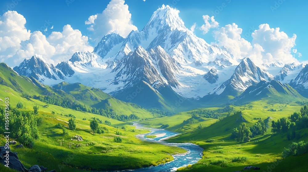 Obraz premium Majestic mountain landscape scenic valley nature photography daytime