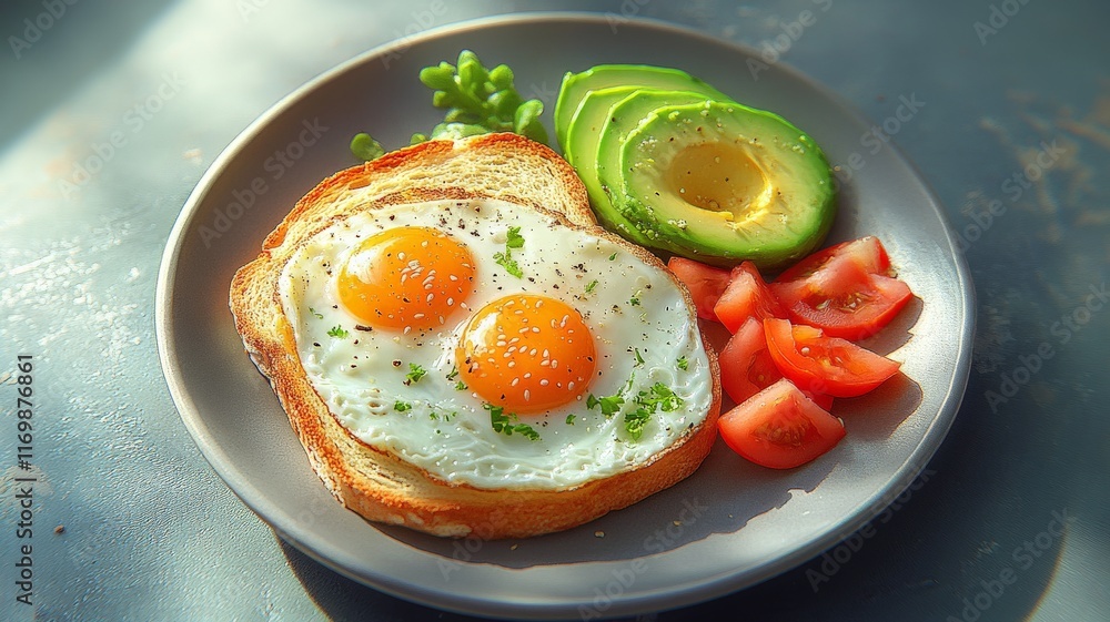minimal gray plate of a healthy breakfast including toasted barely bread minimal gray plate of a healthy breakfast including toasted barely bread
