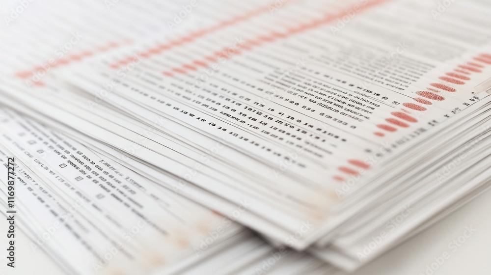 Stack of Documents, Forms, Paperwork, Close-up View Stack of Documents, Forms, Paperwork, Close-up View
