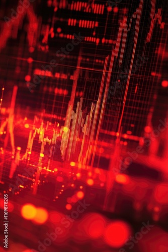 Wallpaper Mural Red digital pulse graph with various information and data. Torontodigital.ca