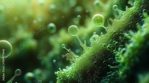 Exploring the Microscopic World of Lush Green Organisms and Life