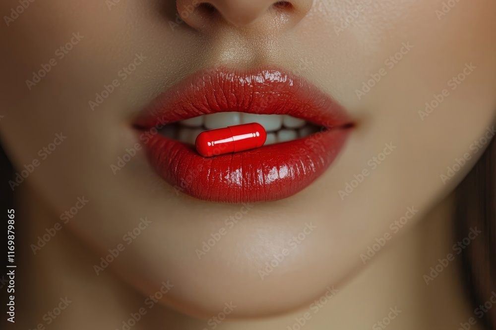 Bold Red Lips with Capsule Accent Bold Red Lips with Capsule Accent