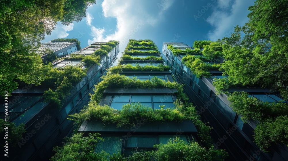 Green skyscrapers: Nature integrated into urban architecture. A vision of sustainable living. Green skyscrapers: Nature integrated into urban architecture. A vision of sustainable living.