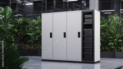 Modern Storage Cabinet with Drawers in Contemporary Office Space