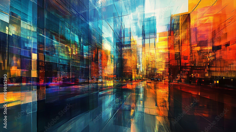 Cityscape with Glass Buildings and various mixed colors, Vibrant neon light hallway with colorful lighting, construction Building with Gradient Color and neon light effected glass. Cityscape with Glass Buildings and various mixed colors, Vibrant neon light hallway with colorful lighting, construction Building with Gradient Color and neon light effected glass.