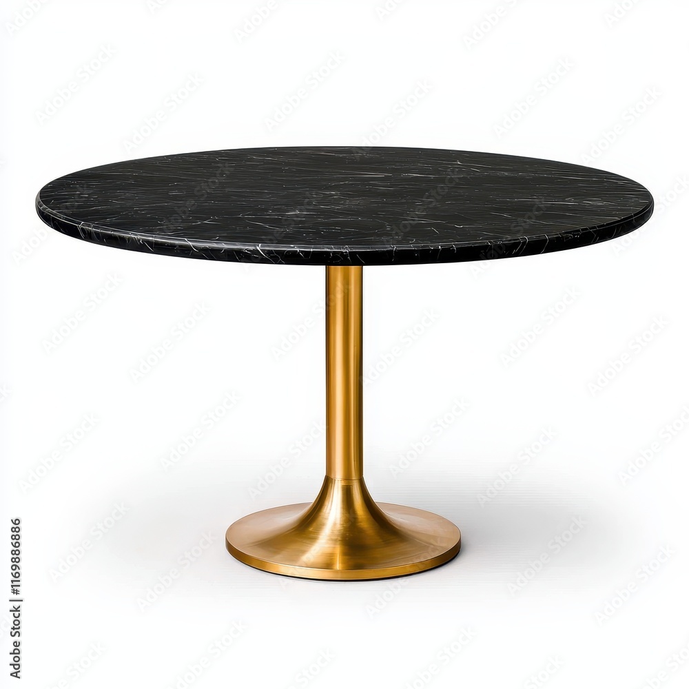 Elegant Black Marble Round Table with Gold Base Modern Design Elegant Black Marble Round Table with Gold Base Modern Design