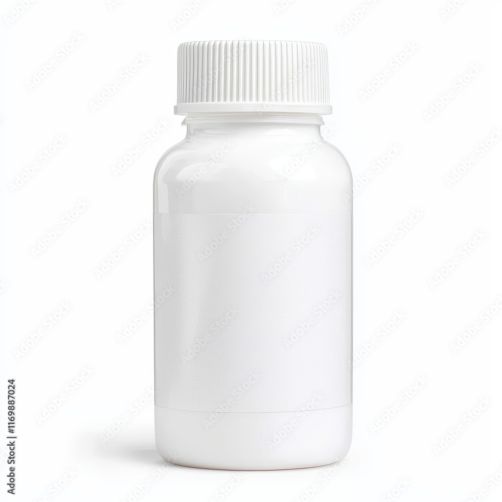 Plain White Bottle with Screw Cap for Pharmaceuticals or Supplements Plain White Bottle with Screw Cap for Pharmaceuticals or Supplements