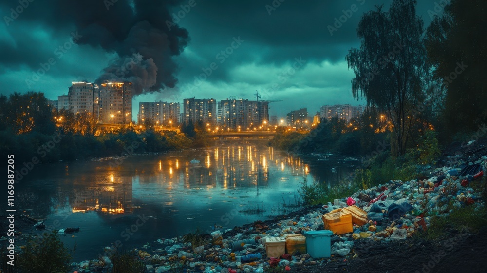 Fototapeta premium Urban Stormwater Pollution in Residential Zone