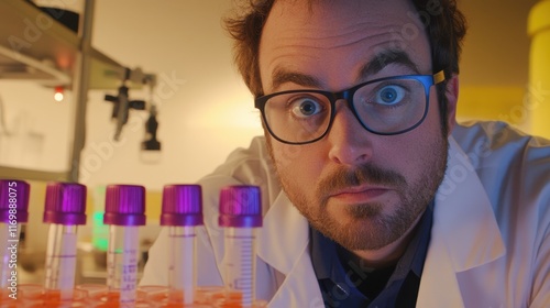 Researcher Analyzing Test Tubes in Bright Lab Environment photo