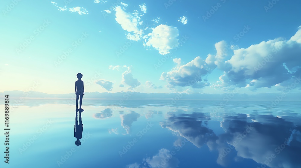A person standing at the edge of a calm ocean, contemplating the horizon, symbolizing the pursuit of clarity and direction in life’s journey A person standing at the edge of a calm ocean, contemplating the horizon, symbolizing the pursuit of clarity and direction in life’s journey