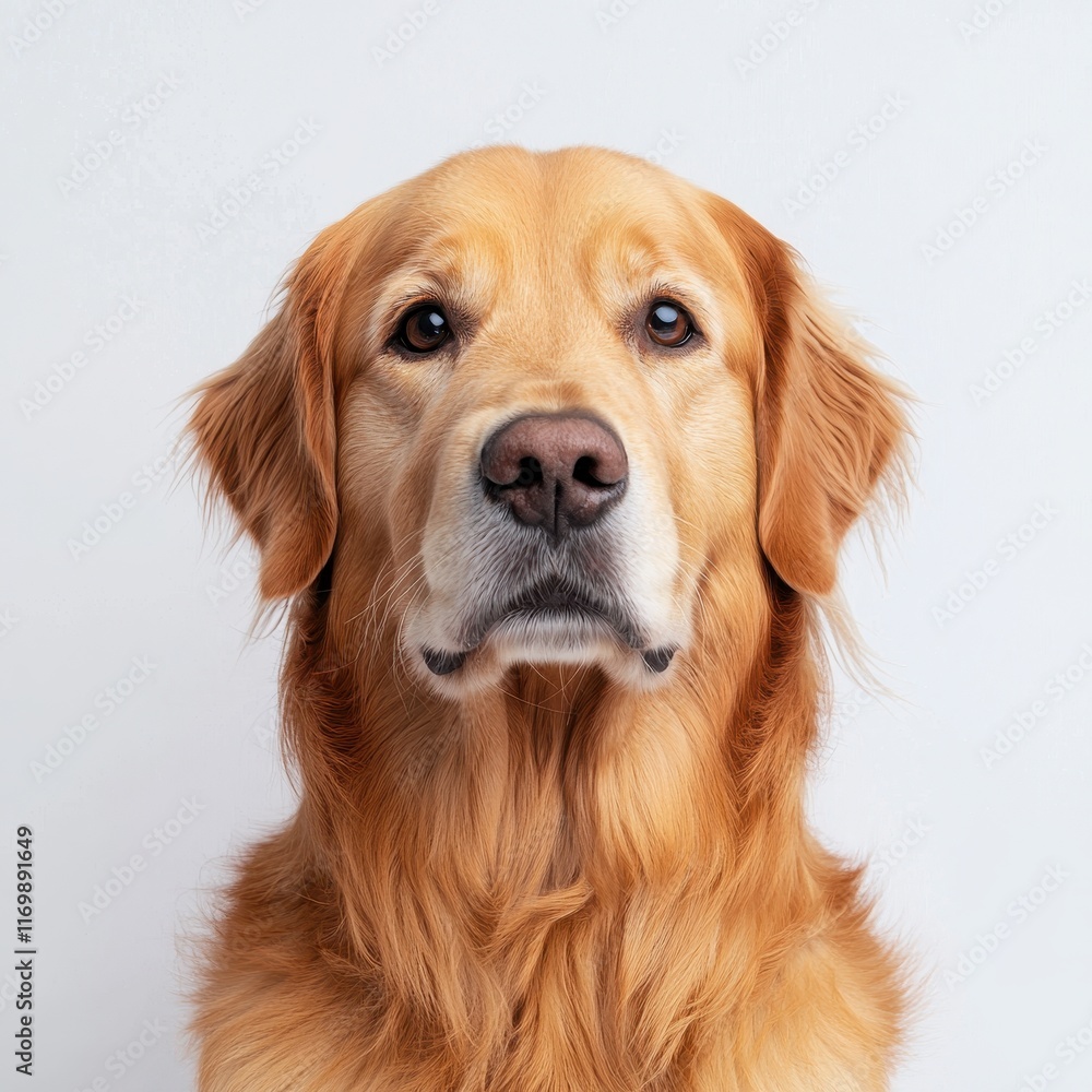 Portrait of a Golden Retriever with Soft Fur and Friendly Expression Portrait of a Golden Retriever with Soft Fur and Friendly Expression