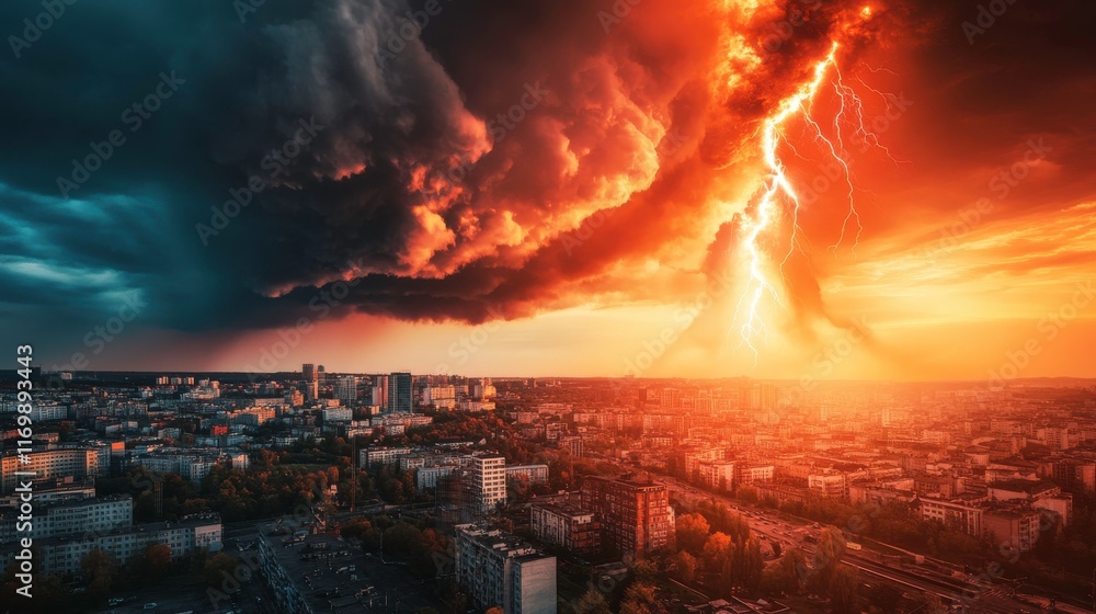 Dramatic Urban Scene with Lightning and Contrast Dramatic Urban Scene with Lightning and Contrast