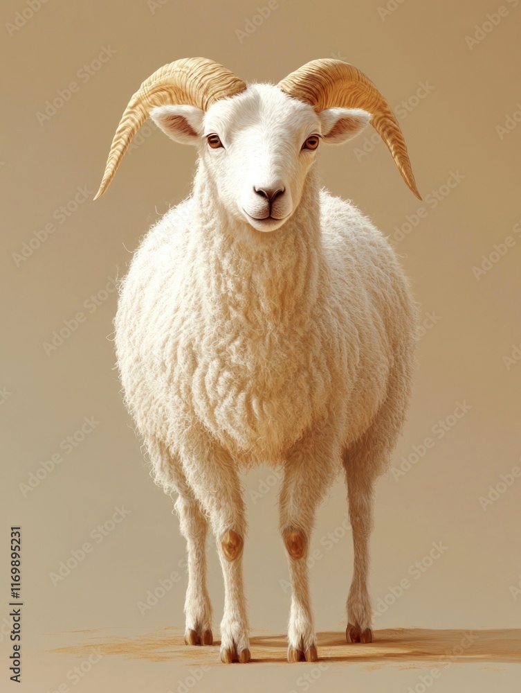 Fototapeta premium A ram standing upright in a desert environment.