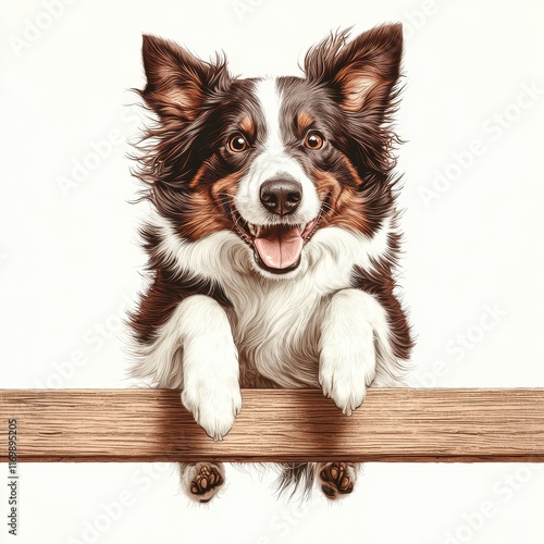 Energetic Dog Leaping Over Wooden Barrier in Playful Setting