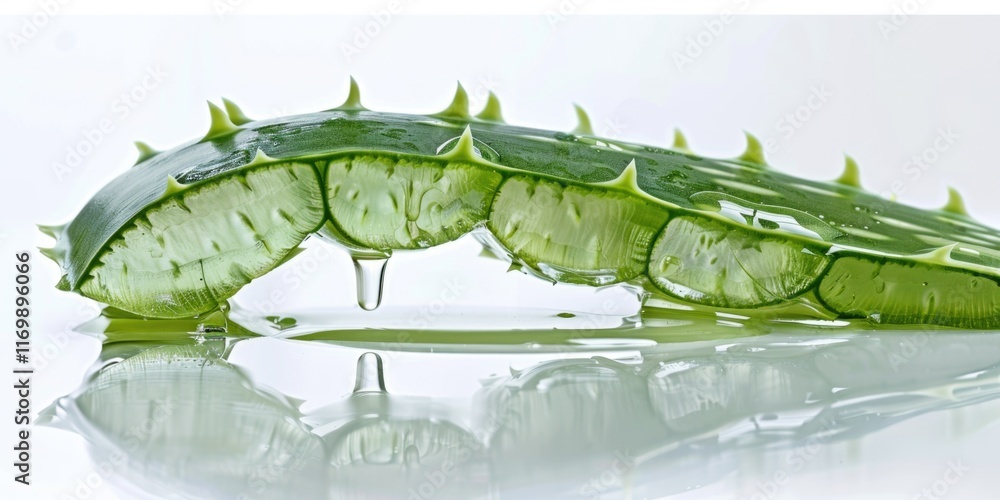 Naklejka premium A dropper with a clear liquid, possibly an essential oil or plant extract, known for its therapeutic properties.