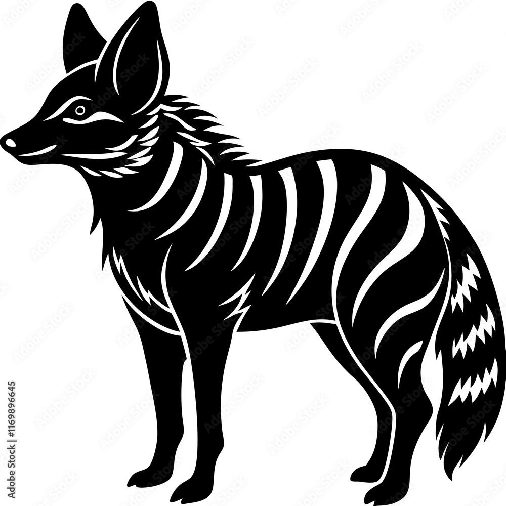 Minimal Aardwolf Silhouette on White Minimal Aardwolf Silhouette on White