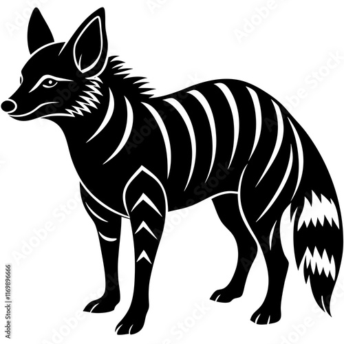 Minimal Aardwolf Silhouette on White photo