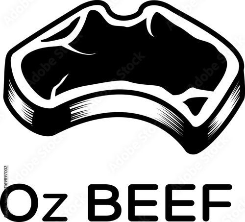 Simple black premium australia beef logo design