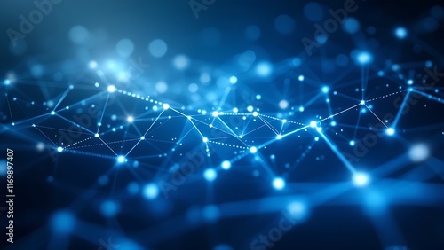 Abstract blue data connections background with copy space