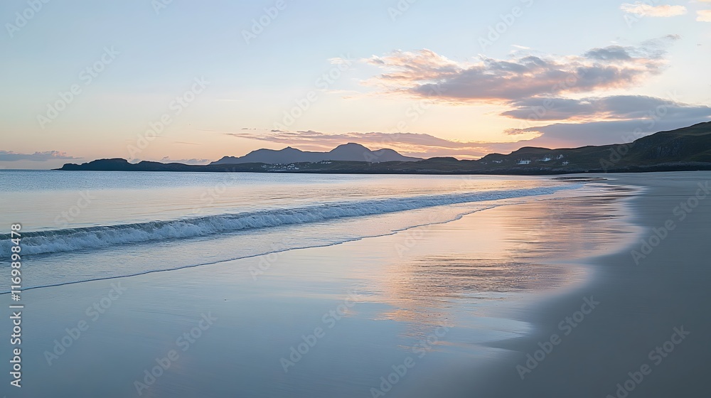 custom made wallpaper toronto digitalA calm beach at sunrise, with gentle waves lapping the shore and the sky painted in soft pastel hues