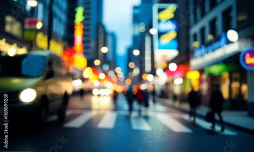 Wallpaper Mural Blurred City Night Street, Bokeh Lights, Pedestrian Traffic, Background Design Torontodigital.ca