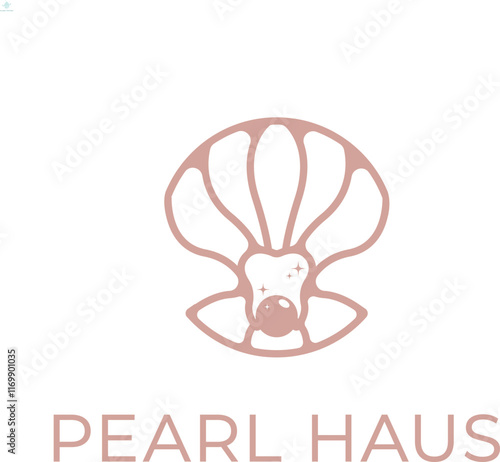luxury beauty dental shell with pearl lineart logo design