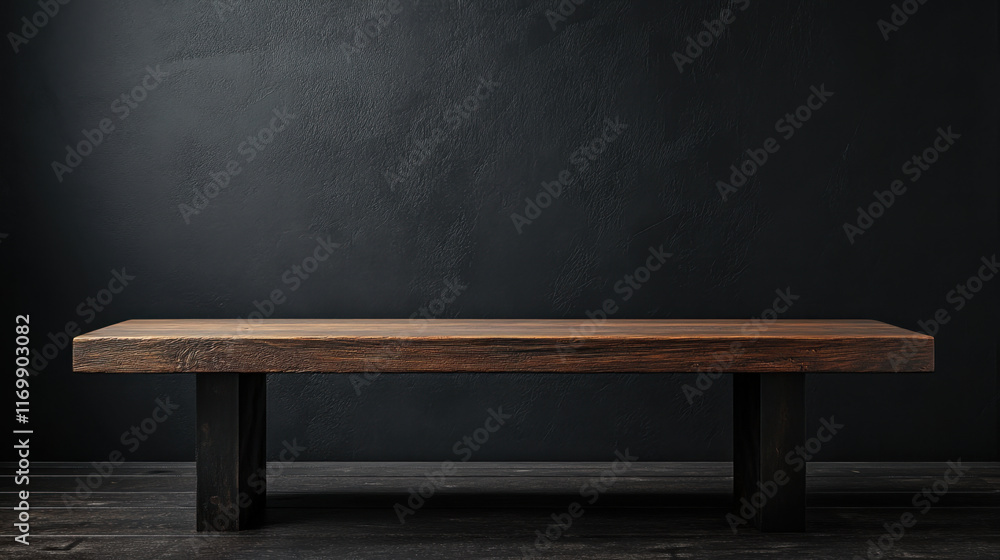 minimalist empty wooden table on dark background, showcasing its natural texture and design. Perfect for modern decor or photography minimalist empty wooden table on dark background, showcasing its natural texture and design. Perfect for modern decor or photography