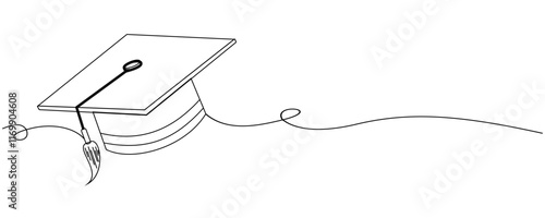 University graduation line art vector