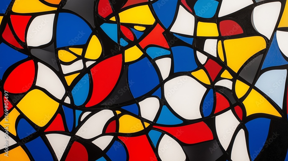 Fototapeta premium Colorful abstract design with vibrant shapes and bold lines creating a dynamic composition