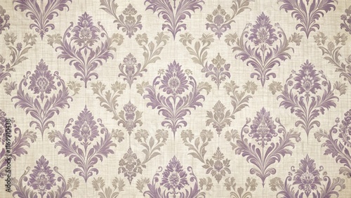 Delicate lavender floral damask fabric pattern on a neutral beige background, pattern, purple,  pattern, purple,damask, fabric