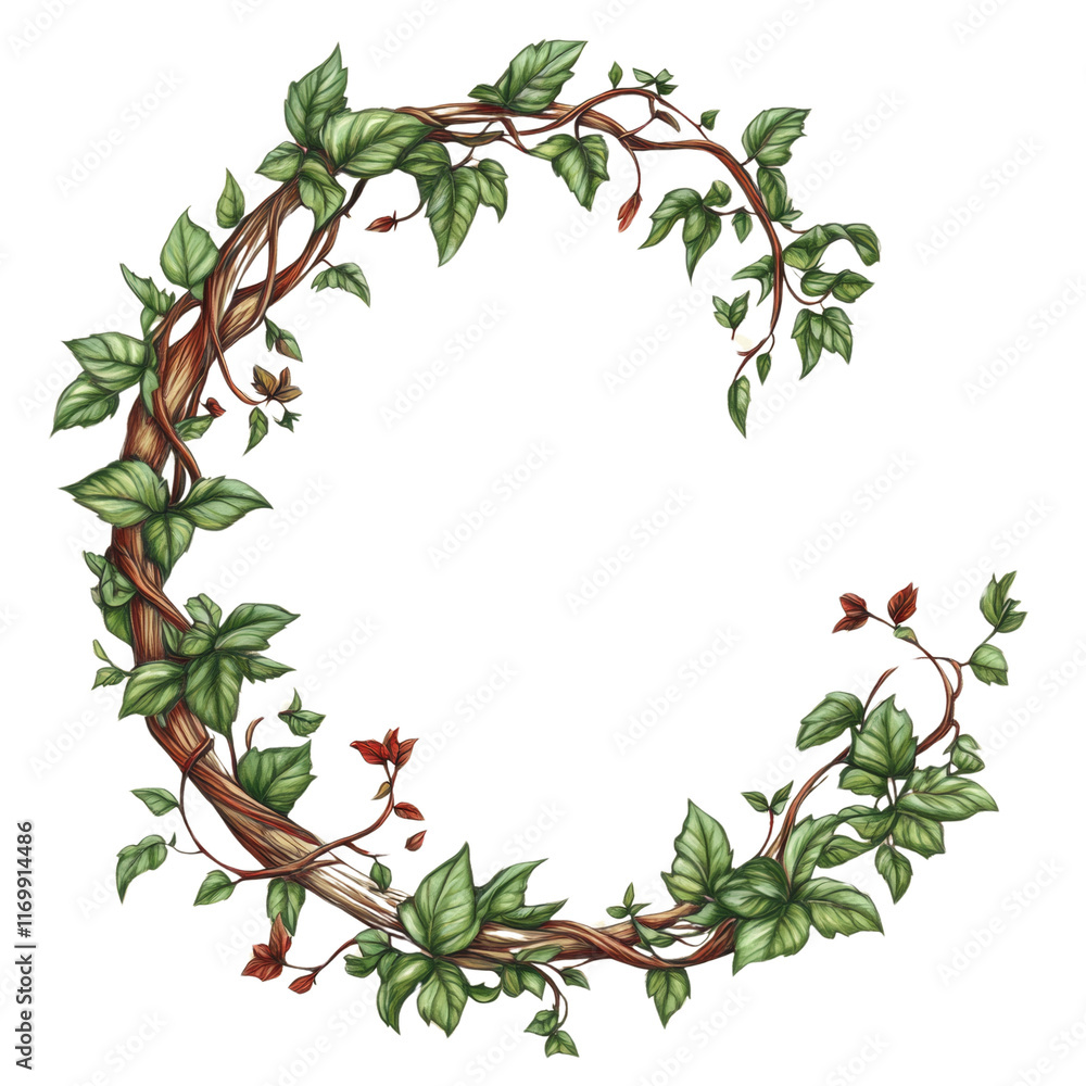 Fototapeta premium A decorative vine with lush green leaves.