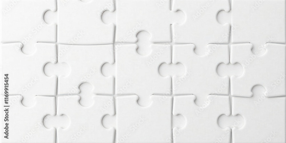 Blank White Jigsaw Puzzle Pieces Interlocked Together Representing Unity and Collaboration Blank White Jigsaw Puzzle Pieces Interlocked Together Representing Unity and Collaboration