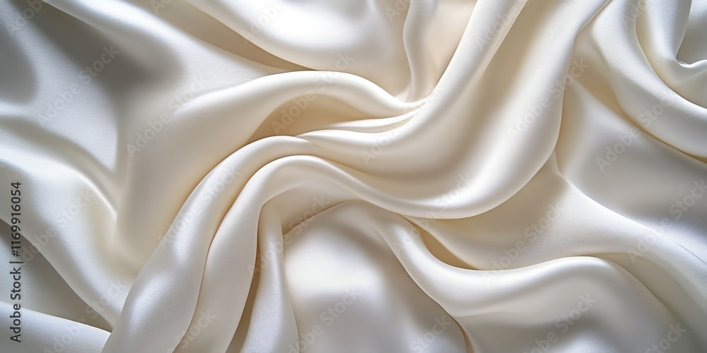 Obraz premium Abstract background of white silk fabric with soft, flowing folds and draping.