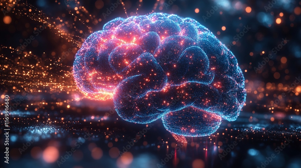 Fototapeta premium Exploring the Concepts of Intelligence through a Glowing Brain Design