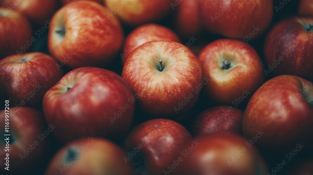 Bright red apples are artistically displayed, inviting shoppers to enjoy fresh, seasonal fruit in a vibrant marketplace setting Bright red apples are artistically displayed, inviting shoppers to enjoy fresh, seasonal fruit in a vibrant marketplace setting