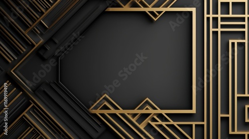 Elegant Black and Gold Geometric Art Deco Design Abstract Background Wallpaper