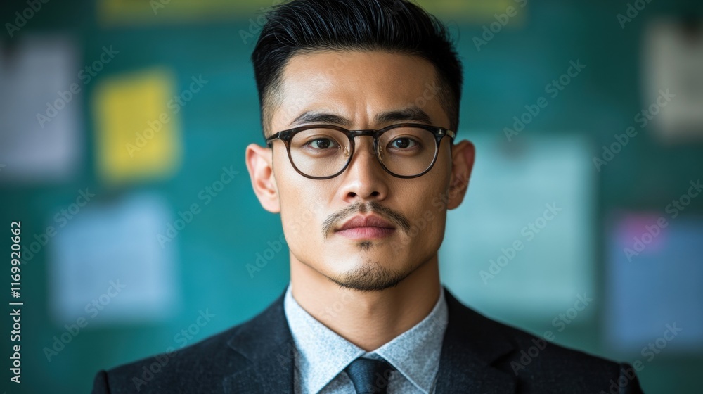 Fototapeta premium Male teacher in a classroom setting showing commitment and enthusiasm while encouraging student engagement with learning materials