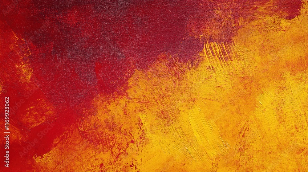 Fototapeta premium A rich and dramatic dark red and yellow gradient background, blending deep red hues with vibrant yellow tones. This bold and striking backdrop creates a sense of warmth and intensity