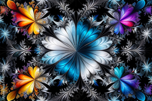 Geometric Background  fractal Julia Collection Graphics  background  a pattern of glowing multicolor ice mosaic    photo