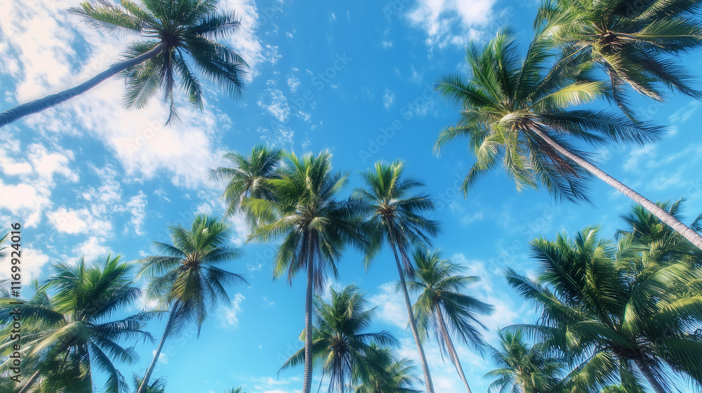 Majestic coconut trees under a vibrant blue sky with amazing details and perfect composition, high-definition photography showcasing tropical beauty. Majestic coconut trees under a vibrant blue sky with amazing details and perfect composition, high-definition photography showcasing tropical beauty.