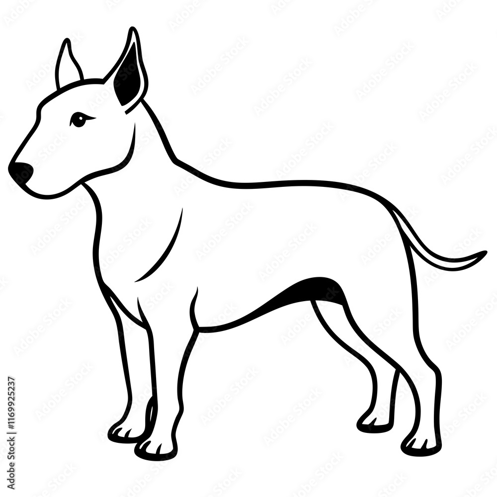 Bull Terrier Silhouette Vector on White Background Bull Terrier Silhouette Vector on White Background