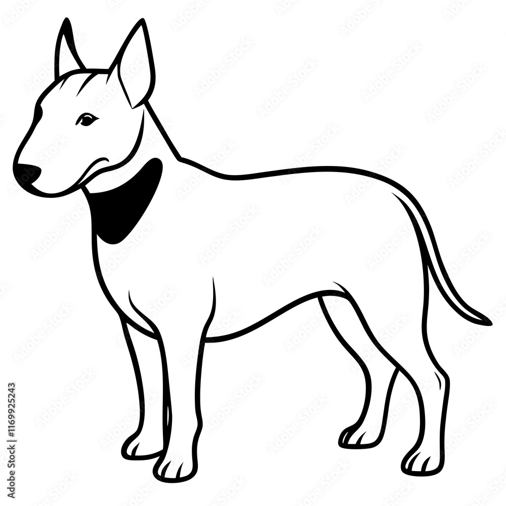 Bull Terrier Silhouette Vector on White Background Bull Terrier Silhouette Vector on White Background