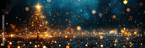 Wallpaper Mural Magical Christmas tree with glittering lights and bokeh. Torontodigital.ca