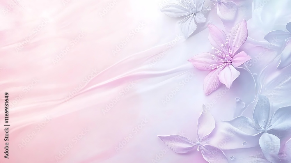 Delicate Pastel Flowers on Soft Draped Fabric Delicate Pastel Flowers on Soft Draped Fabric
