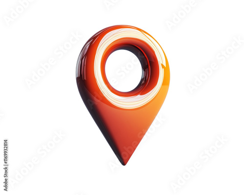 Glossy red location pin icon 3D rendering. photo