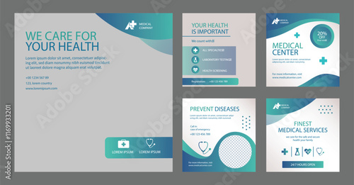 Medical Social Media Post Template, Healthcare Social Media Banner Template, Medical and healthcare social media post template. health doctor social media post banner. Medical Health banner.
