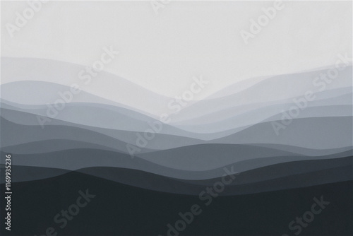 수묵화 느낌의 산 모습의 배경 이미지