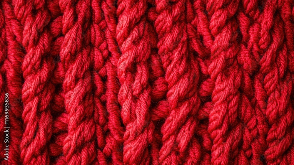 Close-up View of Textured Red Yarn with Twisted Fibers, Perfect for Crafts, Knitting, and Sewing Projects, Ideal for Warm and Cozy Fabric Creations Close-up View of Textured Red Yarn with Twisted Fibers, Perfect for Crafts, Knitting, and Sewing Projects, Ideal for Warm and Cozy Fabric Creations